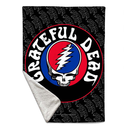 Rocksax Grateful Dead Sherpa Fleece Blanket - Logo