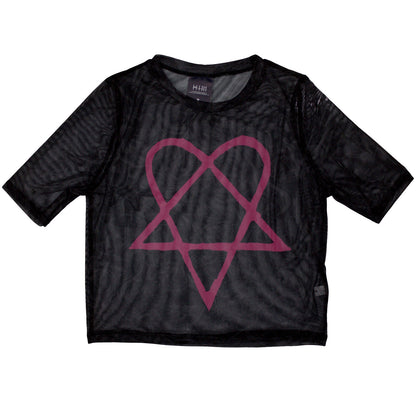 HIM - PINK HEARTAGRAM - Ladies Crop Top Black