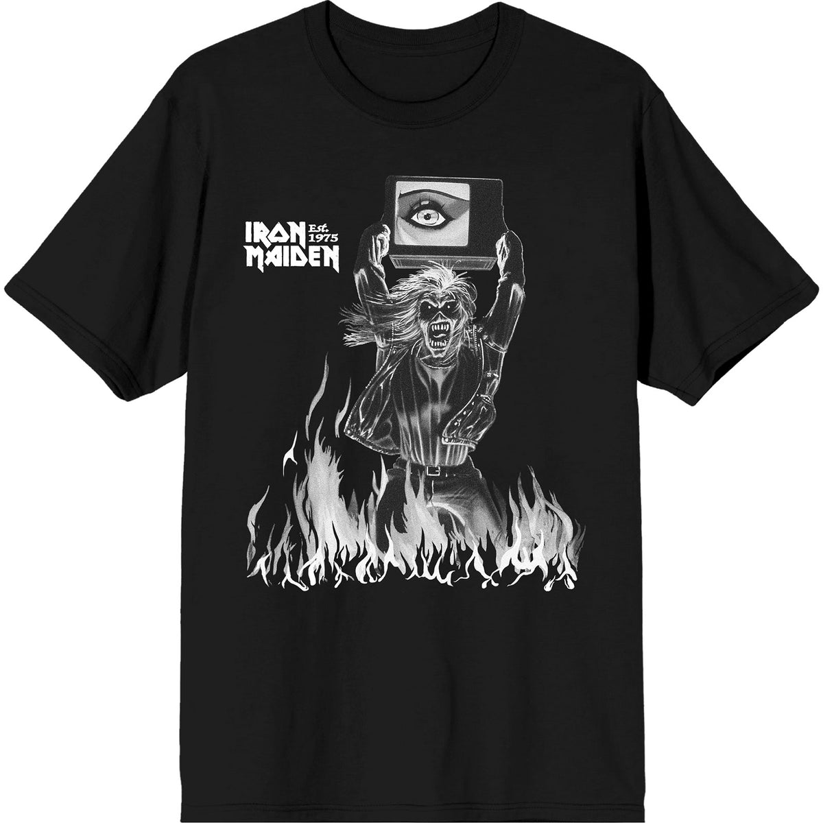 IRON MAIDEN - EST. 1975 HOLY SMOKE FLAMES CROP - T-Shirt Black
