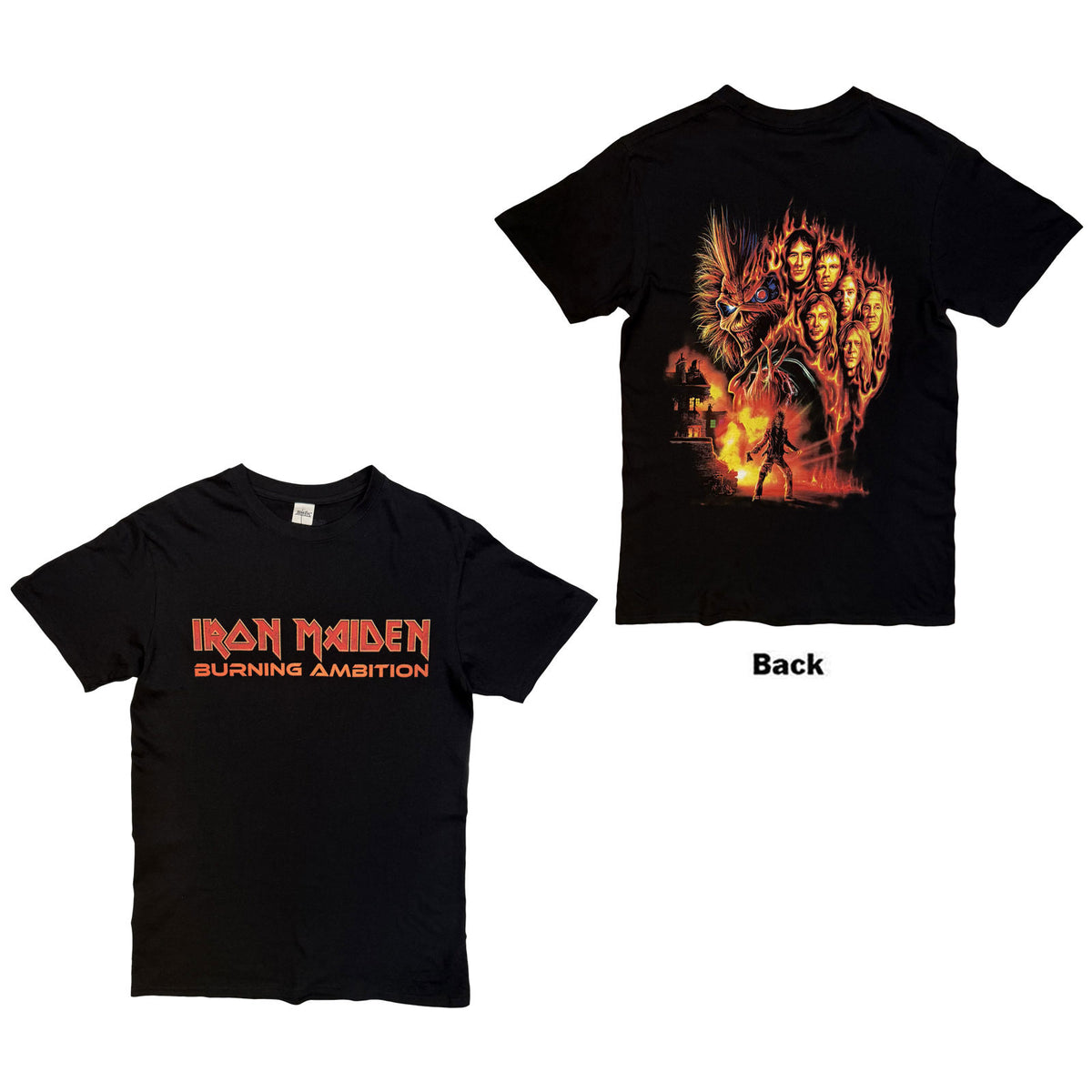 IRON MAIDEN - BURNING AMBITION TEXT LOGO - T-Shirt Black