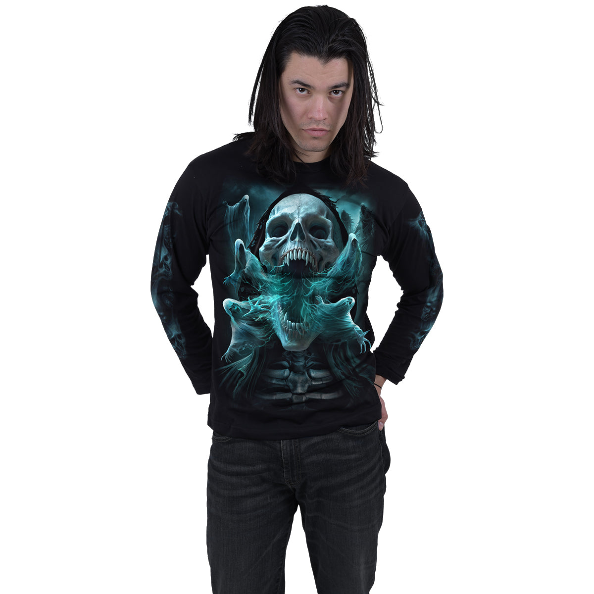 GHOST SKULL - Langarmshirt Schwarz