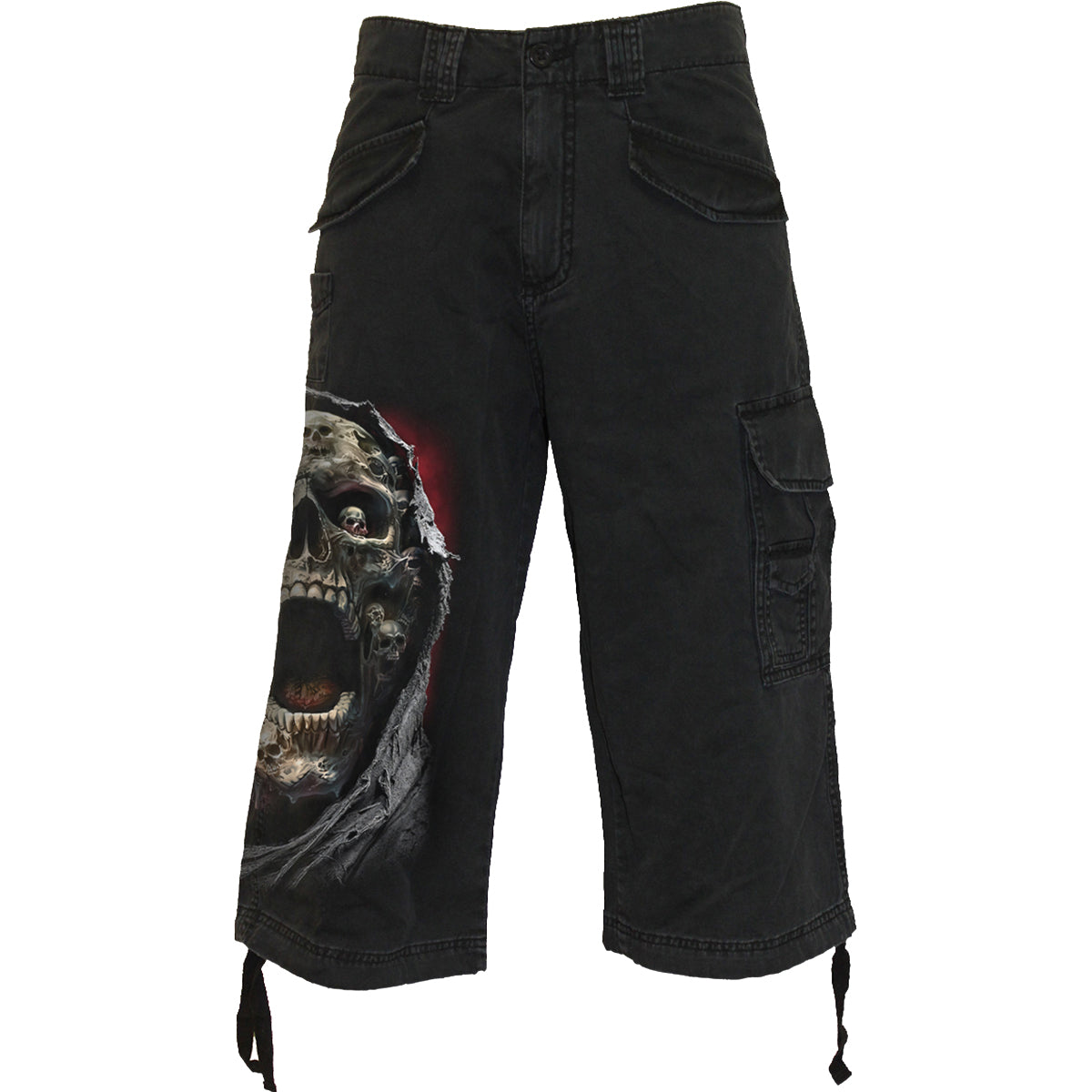 SCREAMING DEATH - Vintage Cargo Shorts 3/4 lang Schwarz