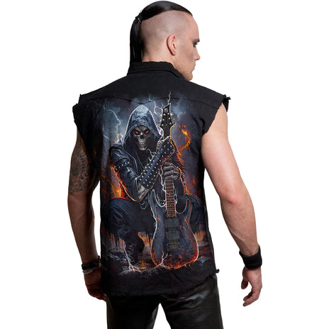 DEATH ROCKER - Ärmelloser Stone Washed Worker Schwarz