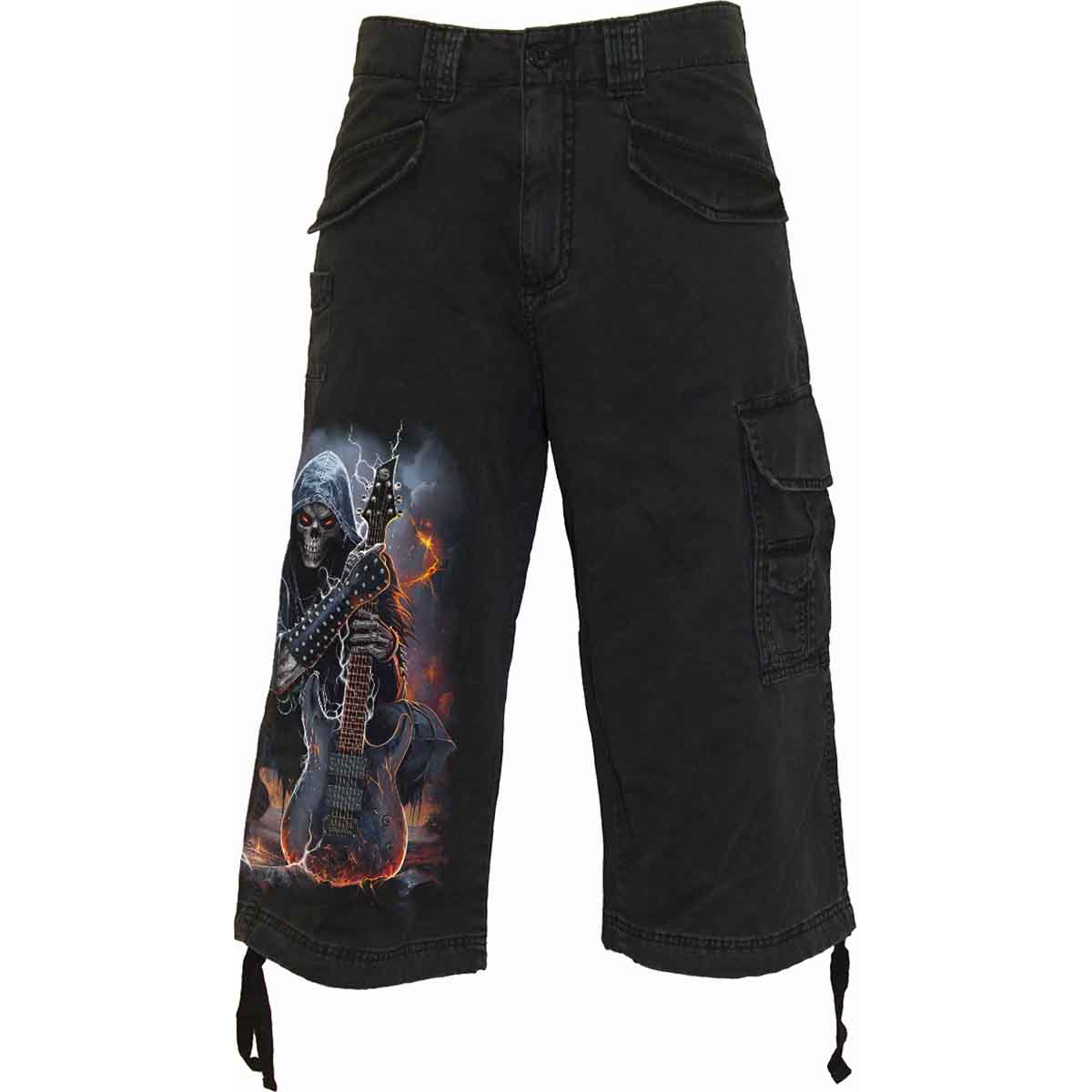 DEATH ROCKER - Vintage Cargo Shorts 3/4 lang Schwarz