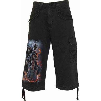 DEATH ROCKER - Vintage Cargo Shorts 3/4 lang Schwarz