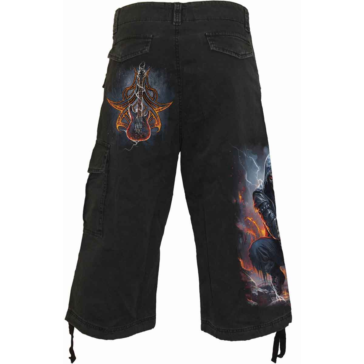 DEATH ROCKER - Vintage Cargo Shorts 3/4 lang Schwarz