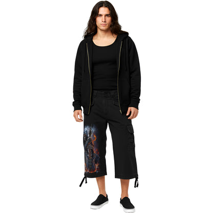 DEATH ROCKER - Vintage Cargo Shorts 3/4 lang Schwarz