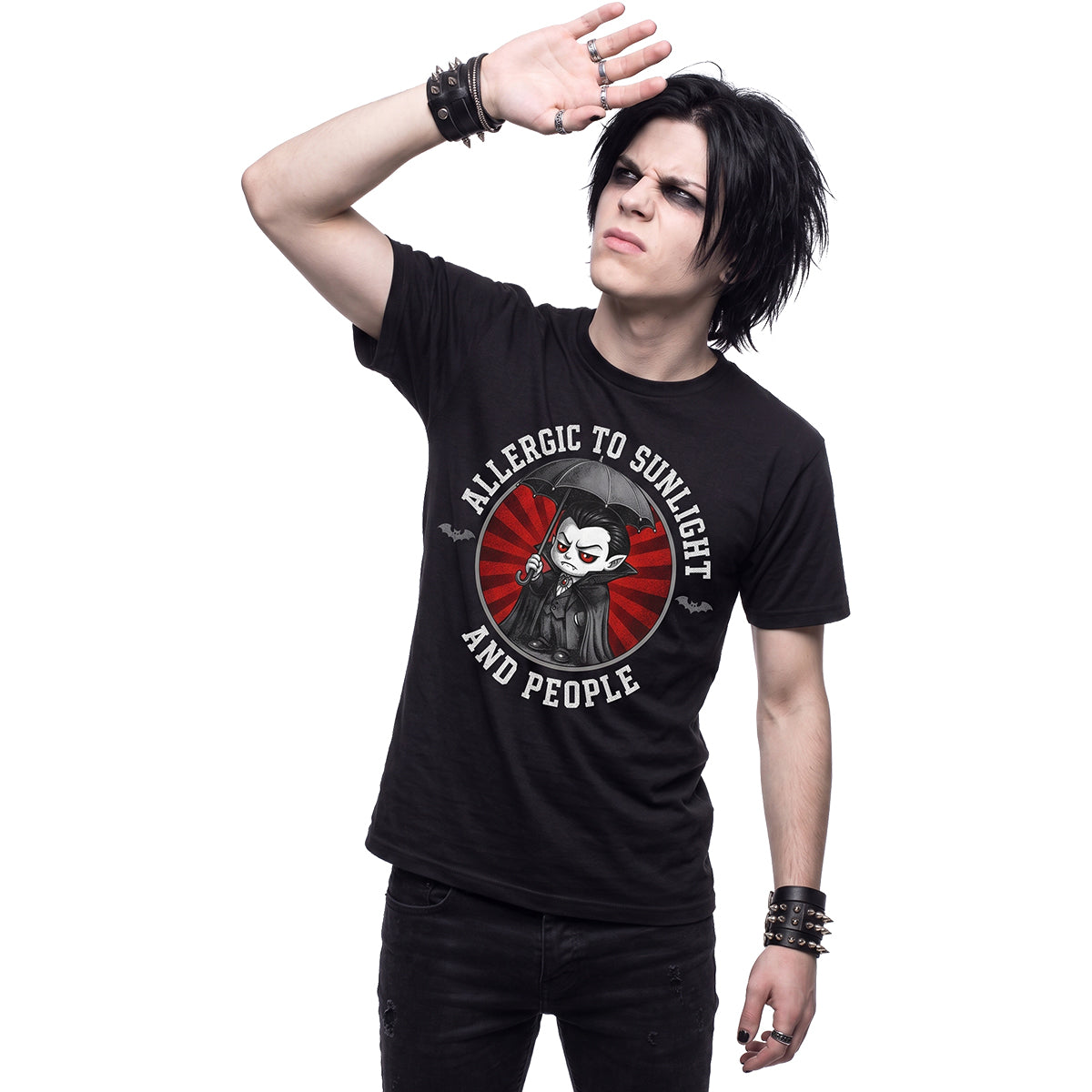 ALLERGIEN – T-Shirt mit Aufdruck auf der Vorderseite, schwarz