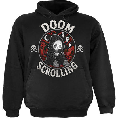 DOOM SCROLLING  – Kapuzenpulli, schwarz, nur Vorderseite