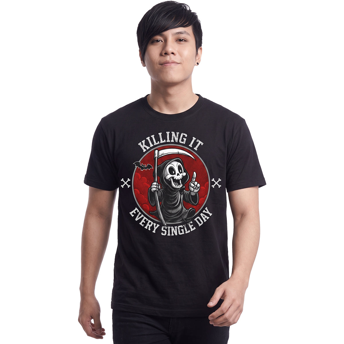 KILLING IT – T-Shirt mit Aufdruck auf der Vorderseite, schwarz