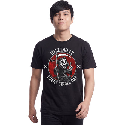 KILLING IT – T-Shirt mit Aufdruck auf der Vorderseite, schwarz