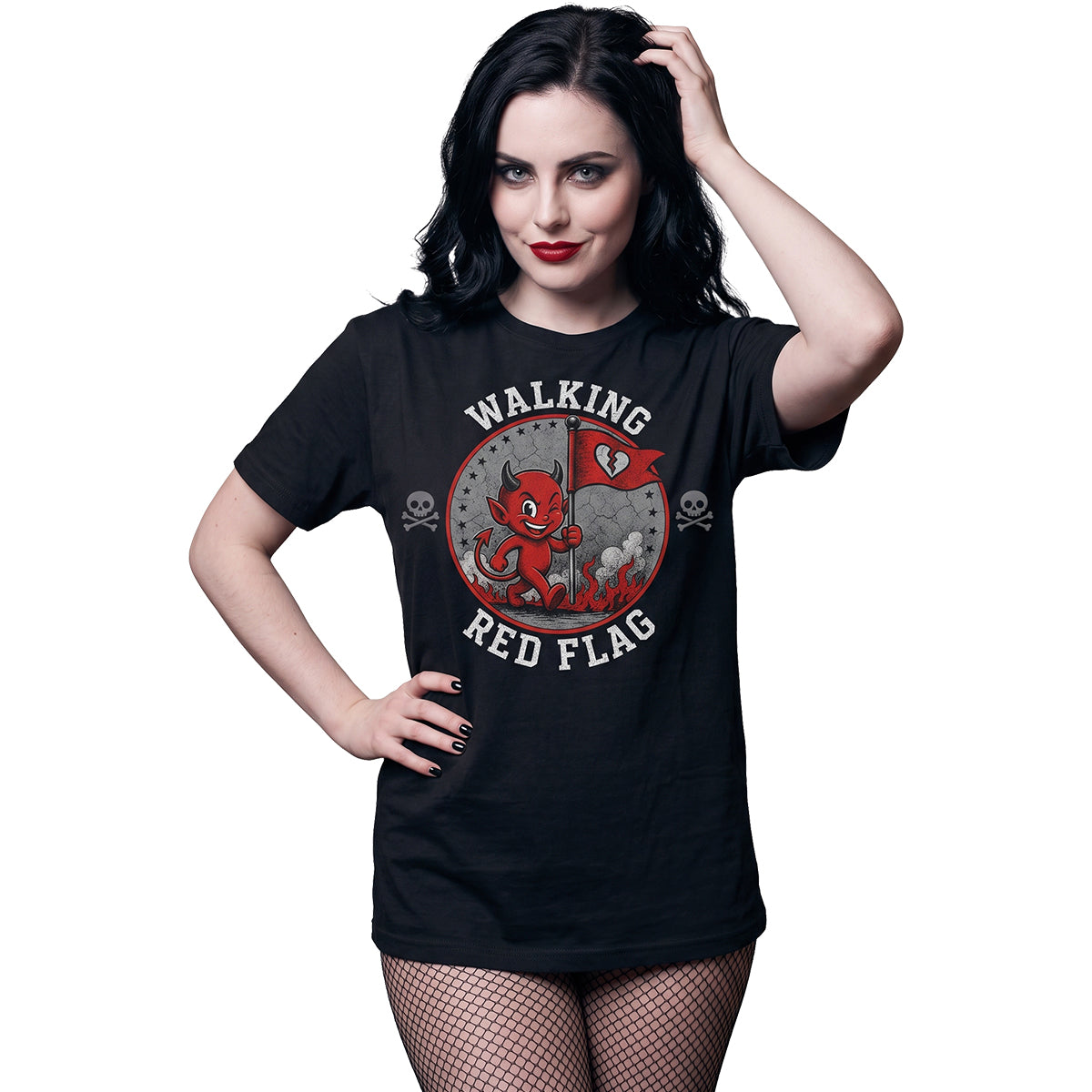 RED FLAG – T-Shirt mit Aufdruck auf der Vorderseite, schwarz