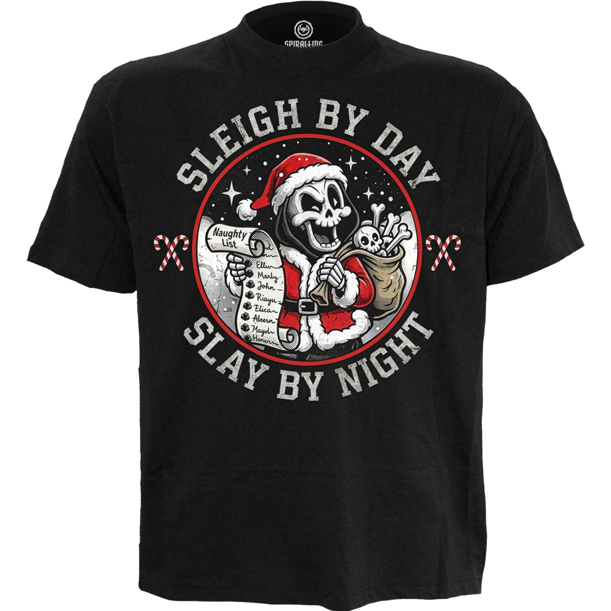 SLAY BY NIGHT – T-Shirt mit Aufdruck auf der Vorderseite, schwarz