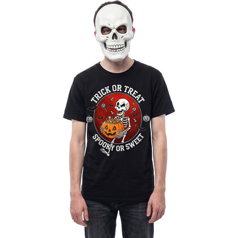 GRUSELIG ODER SÜSS – T-Shirt mit Aufdruck auf der Vorderseite, schwarz