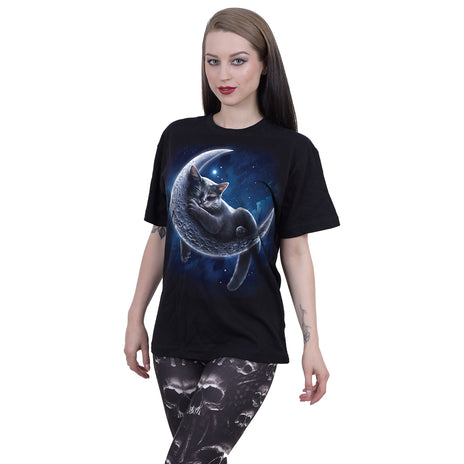 VELVET MOON - Front Print T-Shirt Schwarz