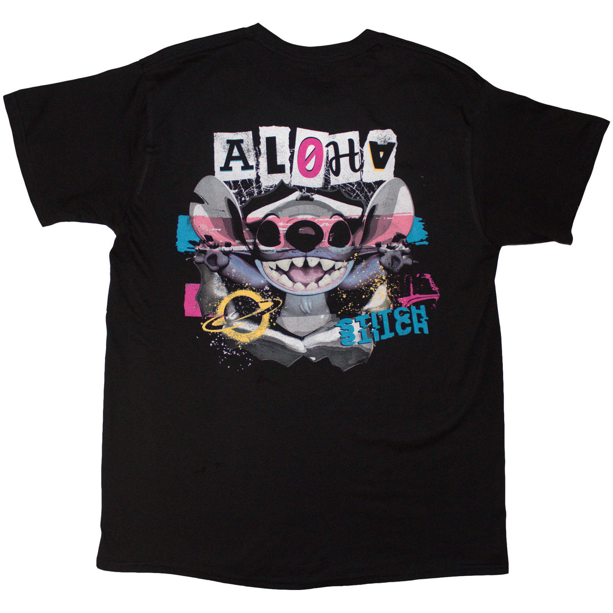 DISNEY - STITCH ALOHA COLLAGE - T-Shirt Black