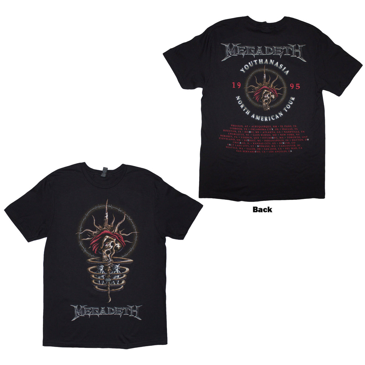 MEGADETH - YOUTHANASIA 1995 NORTH AMERICAN TOUR - T-Shirt Black