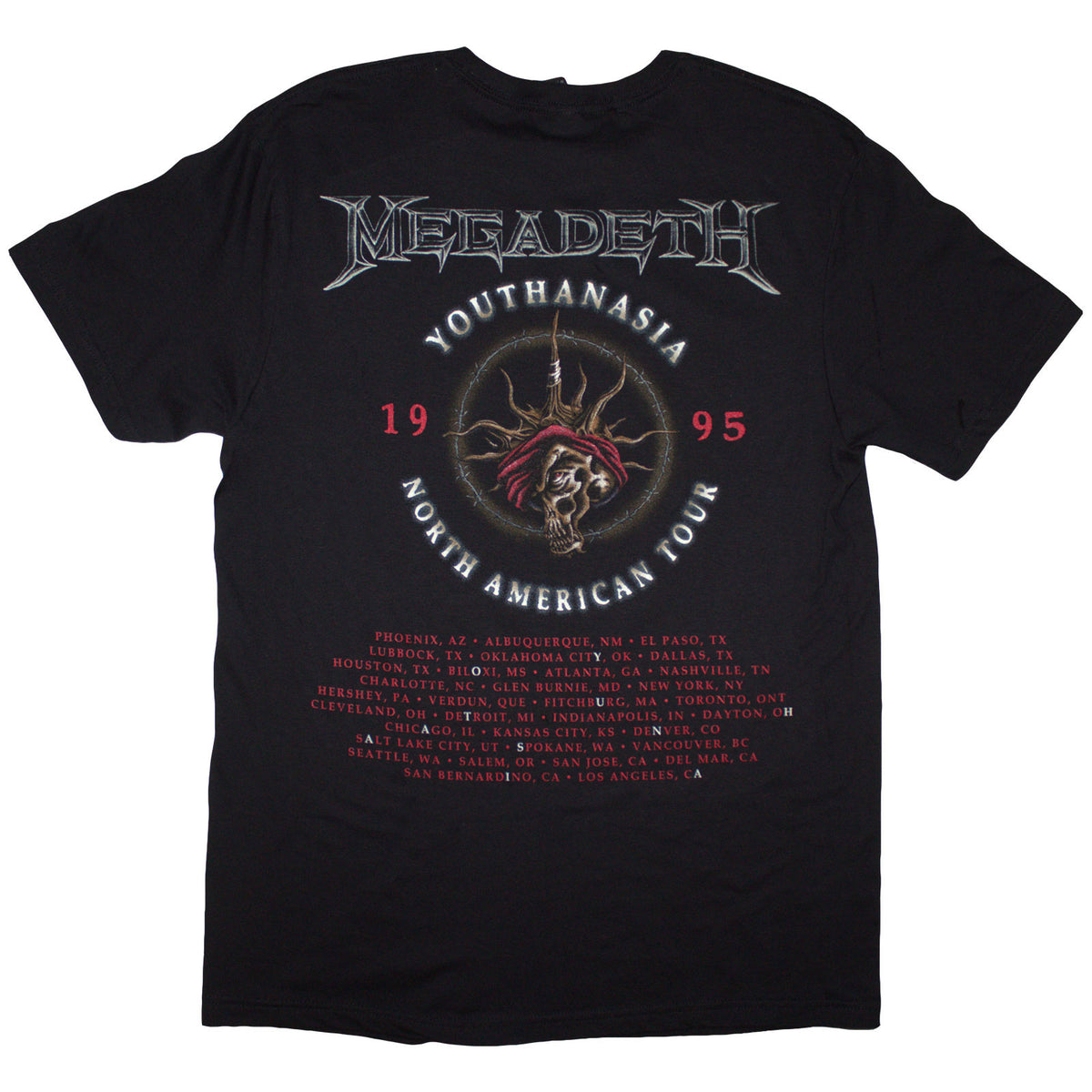 MEGADETH - YOUTHANASIA 1995 NORTH AMERICAN TOUR - T-Shirt Black