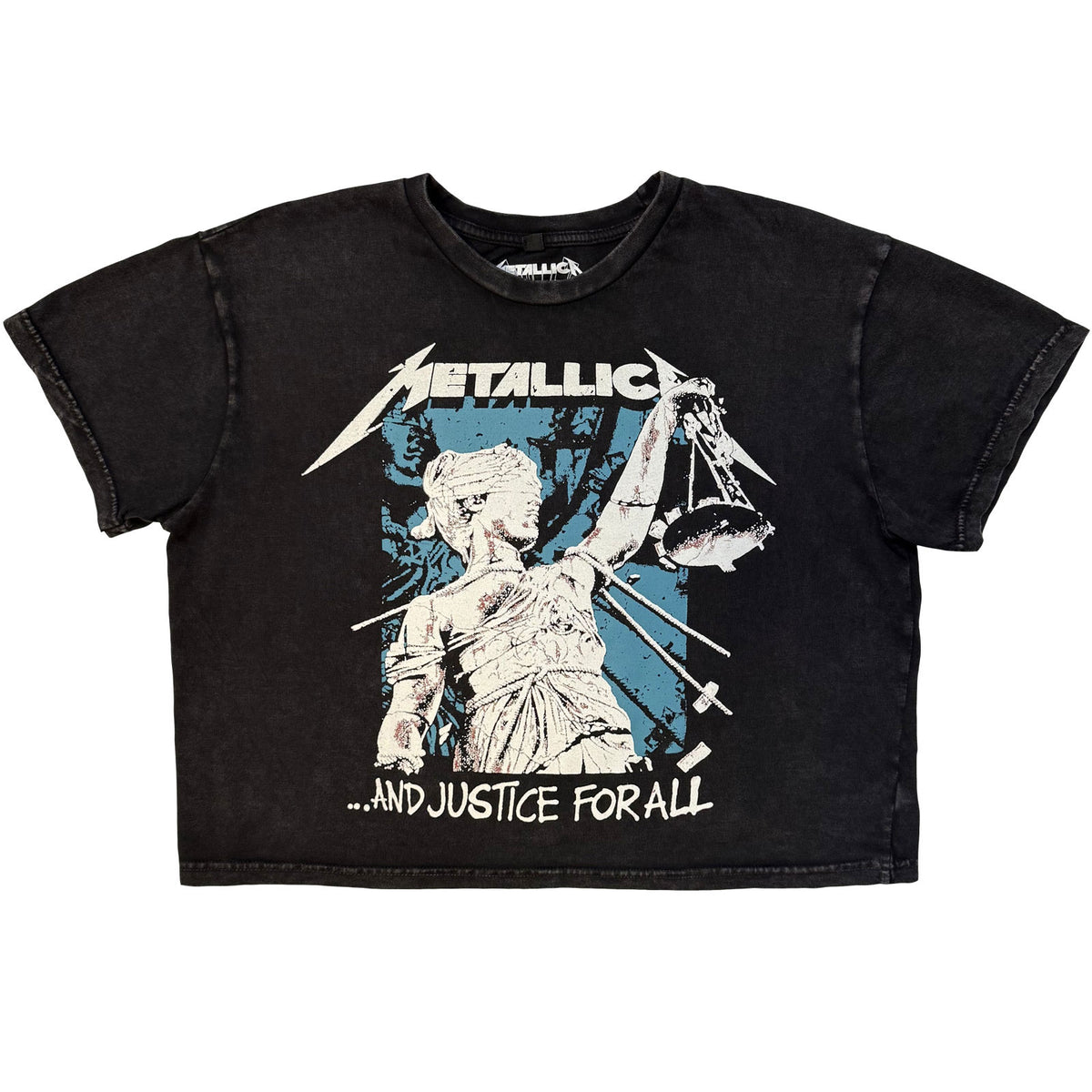 METALLICA - JUSTICE SQUARES - Ladies Crop Top Grey
