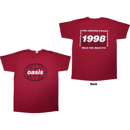 OASIS - 1998 WORLD TOUR - SOUTH AMERICA - T-Shirt Red