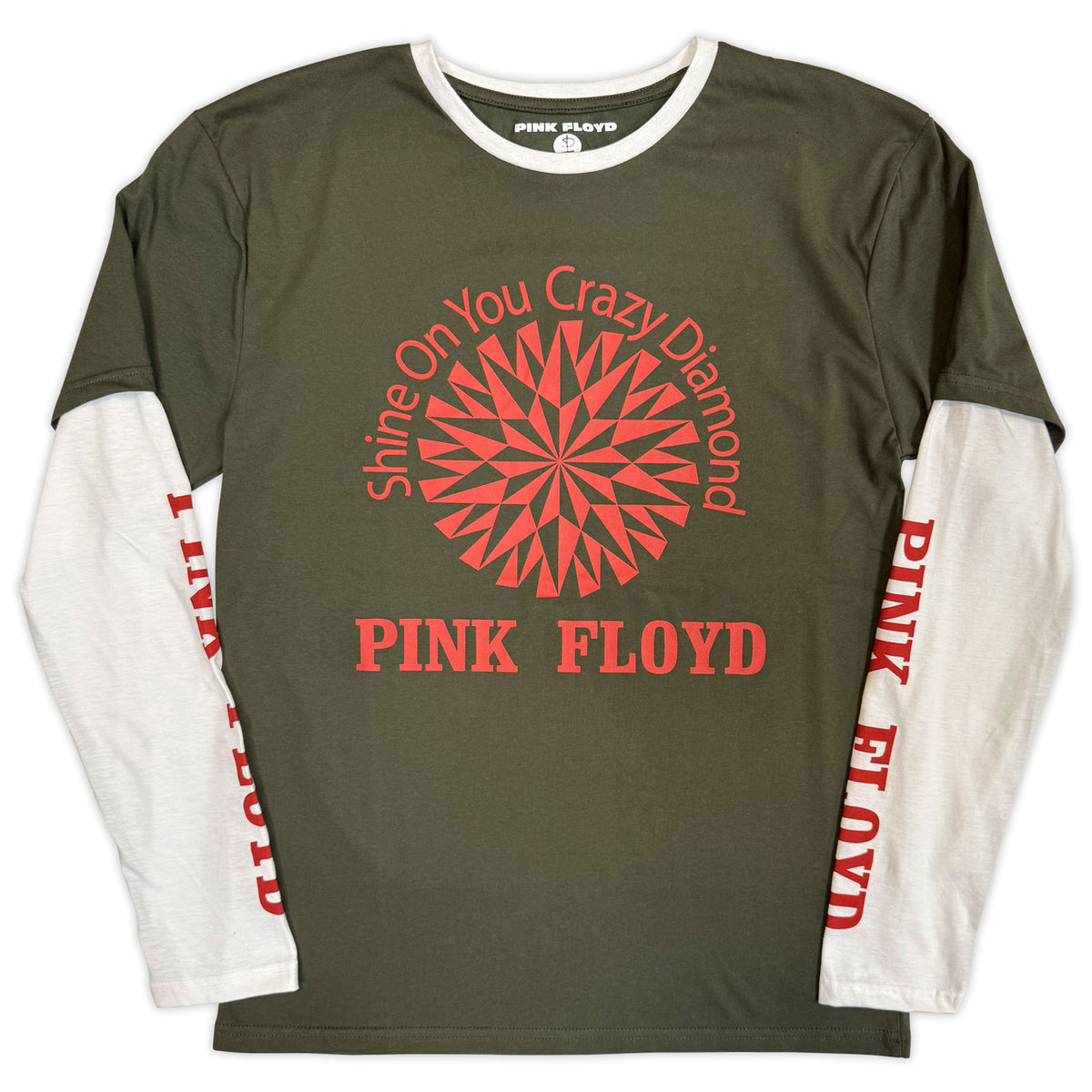 PINK FLOYD - SHINE ON - Layered Long Sleeve T-Shirt Green, White