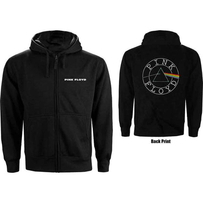 PINK FLOYD - CIRCLE LOGO - Ladies Zipped Hoodie Black