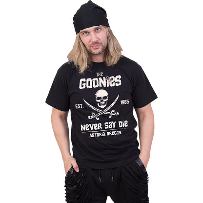 THE GOONIES - NEVER SAY DIE - Front Print T-Shirt Schwarz