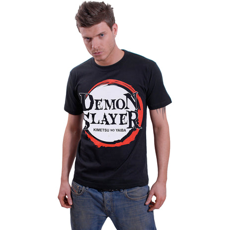 DEMON SLAYER - LOGO - Front Print T-Shirt Schwarz