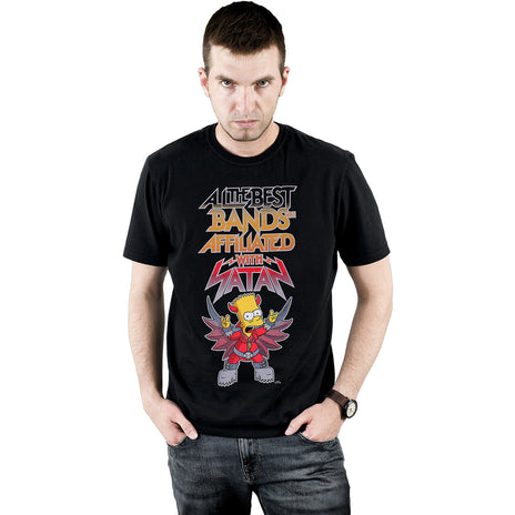 THE SIMPSONS - WITH SATAN - Front Print T-Shirt Schwarz