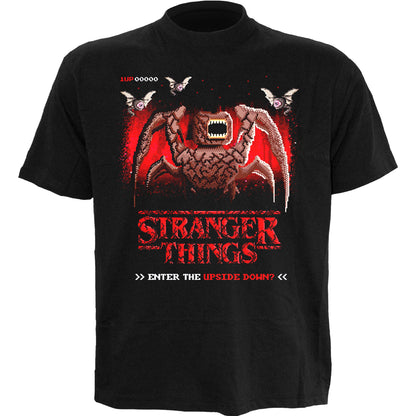STRANGER THINGS - 8 BIT UPSIDE DOWN - Front Print T-Shirt Schwarz