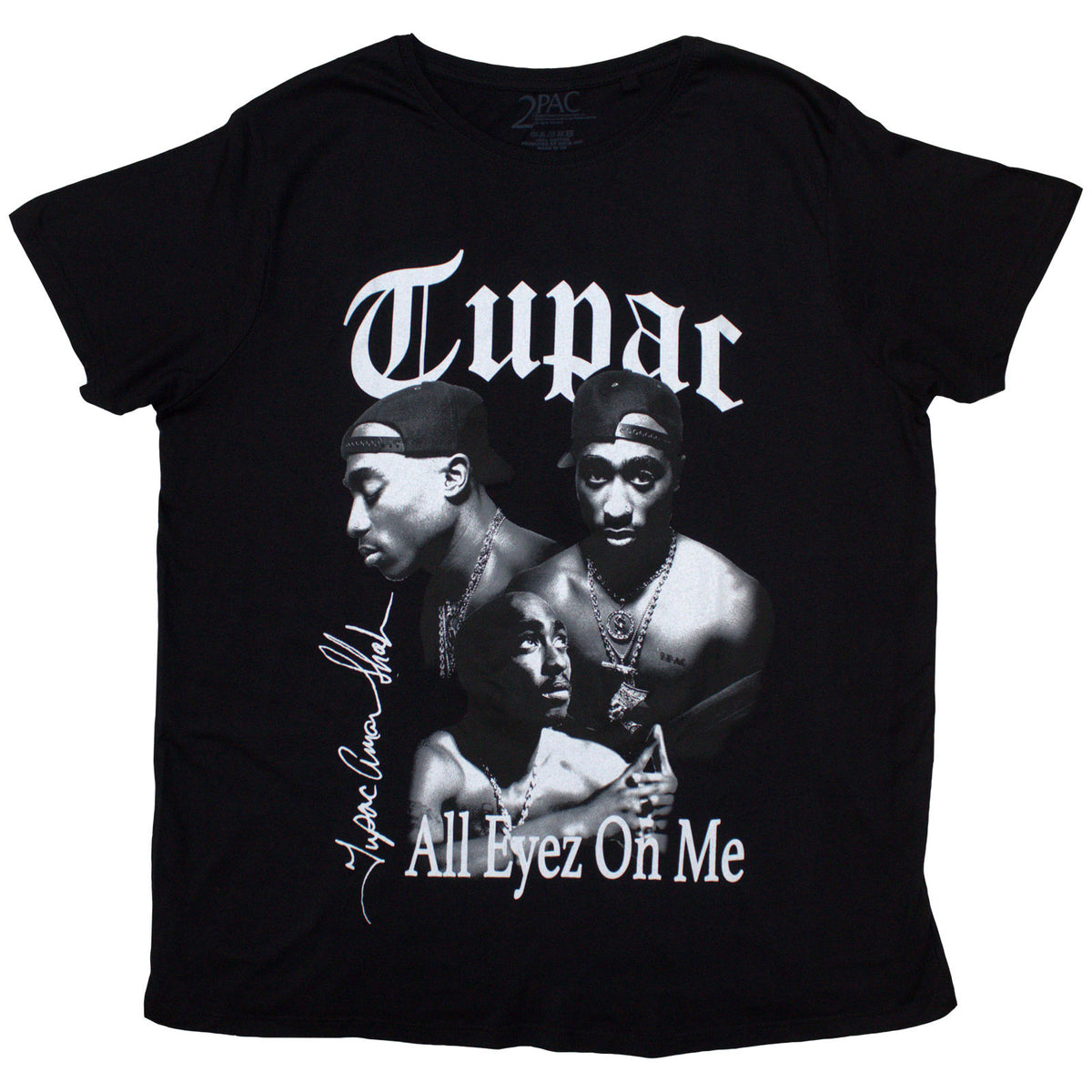 TUPAC - ALL EYEZ B&W - Ladies T-Shirt Black