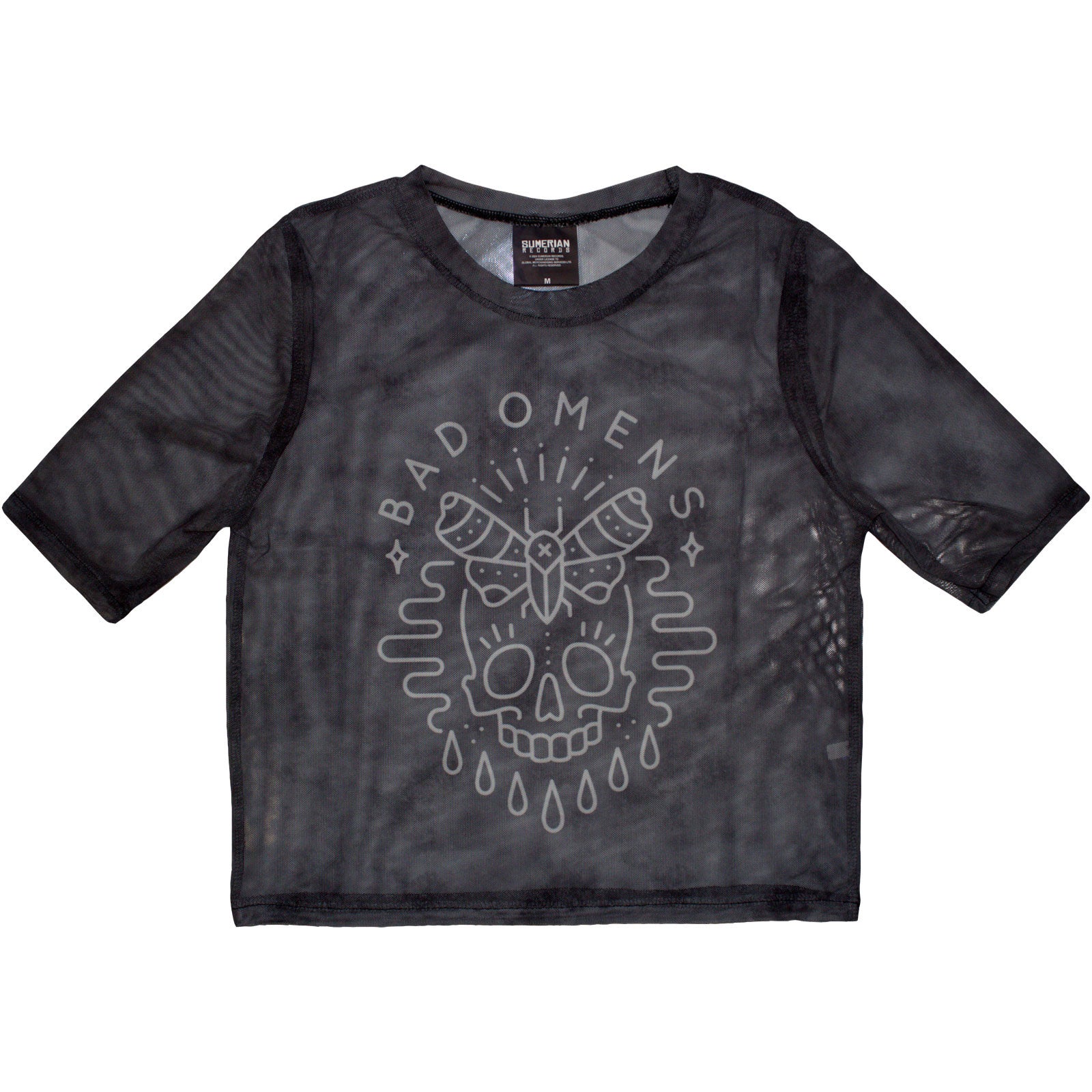 BAD OMENS - MOTH SKULL - Crop Top Grey (Mesh)