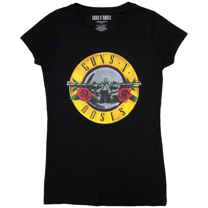 GUNS N ROSES - CLASSIC BULLET LOGO - Ladies T-Shirt Blue (Skinny Fit)
