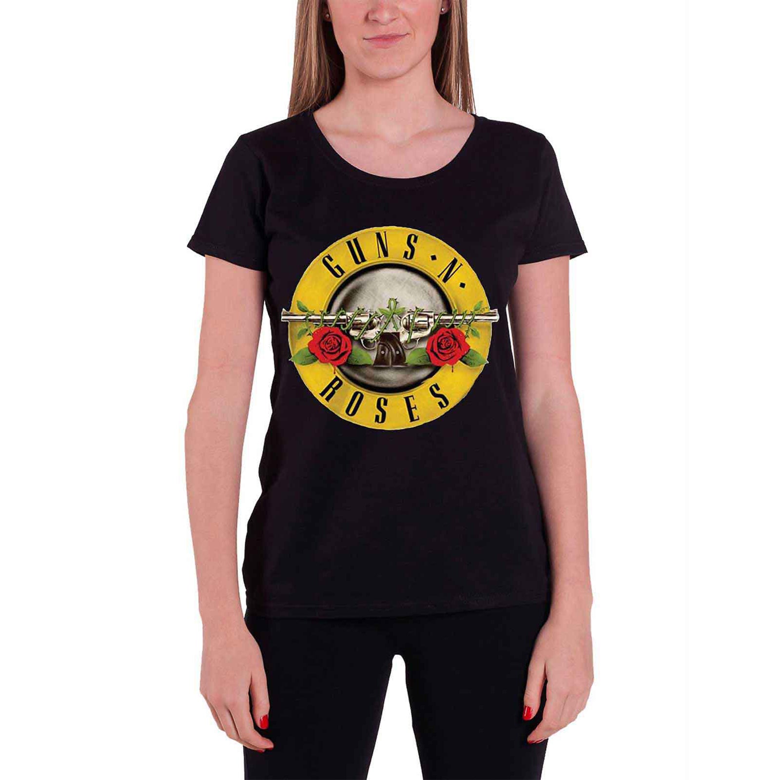 GUNS N ROSES - CLASSIC BULLET LOGO - Ladies T-Shirt Blue (Skinny Fit)