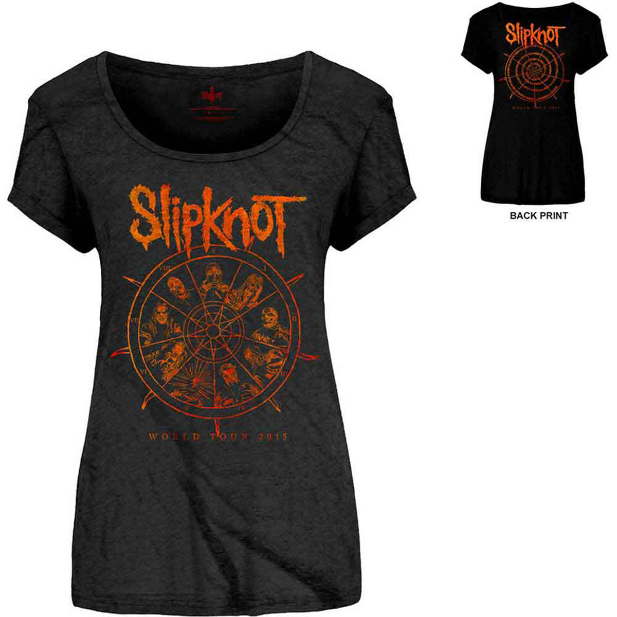 SLIPKNOT - THE WHEEL - Ladies T-Shirt Black (Back Print)