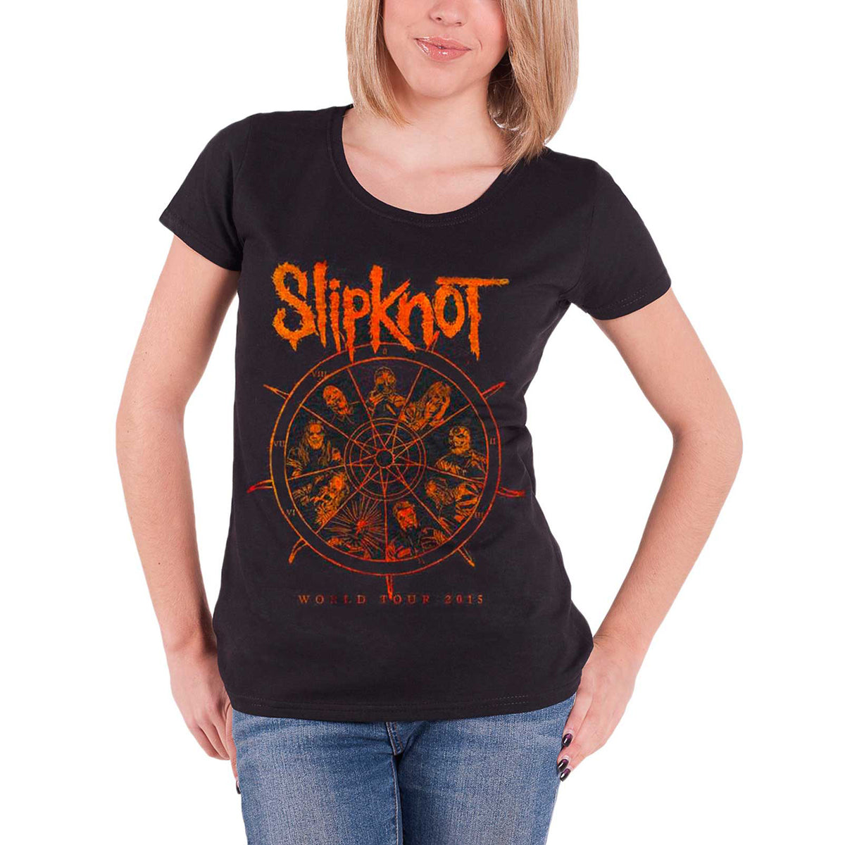 SLIPKNOT - THE WHEEL - Ladies T-Shirt Black (Back Print)