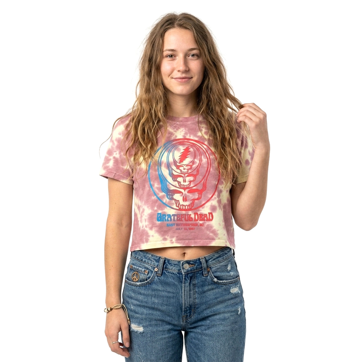 GRATEFUL DEAD - CONCENTRIC SKULLS - Crop Top Pink (Wash Collection)