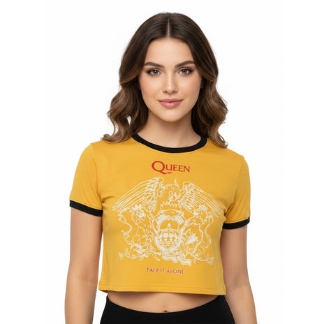 QUEEN - FACE IT ALONE CREST - Crop Top Gelb