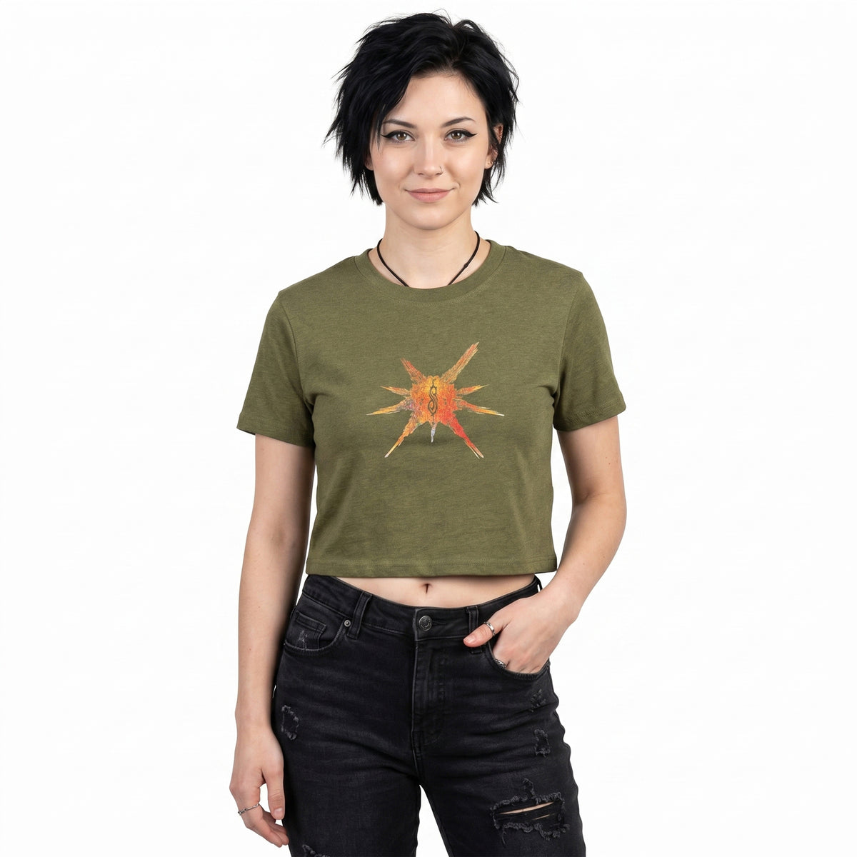 SLIPKNOT - THE END, SO FAR BAND FIGURES - Crop Top Green (Back Print)