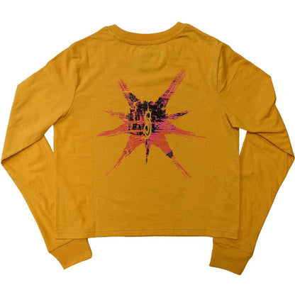 SLIPKNOT - THE END, SO FAR BARCODE - Long Sleeve Crop Top Yellow (Back Print)