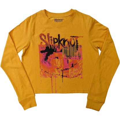 SLIPKNOT - THE END, SO FAR BARCODE - Long Sleeve Crop Top Yellow (Back Print)