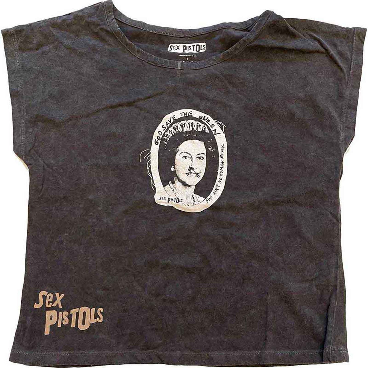 THE SEX PISTOLS - GOD SAVE THE QUEEN - Crop Top Black (Wash Collection)