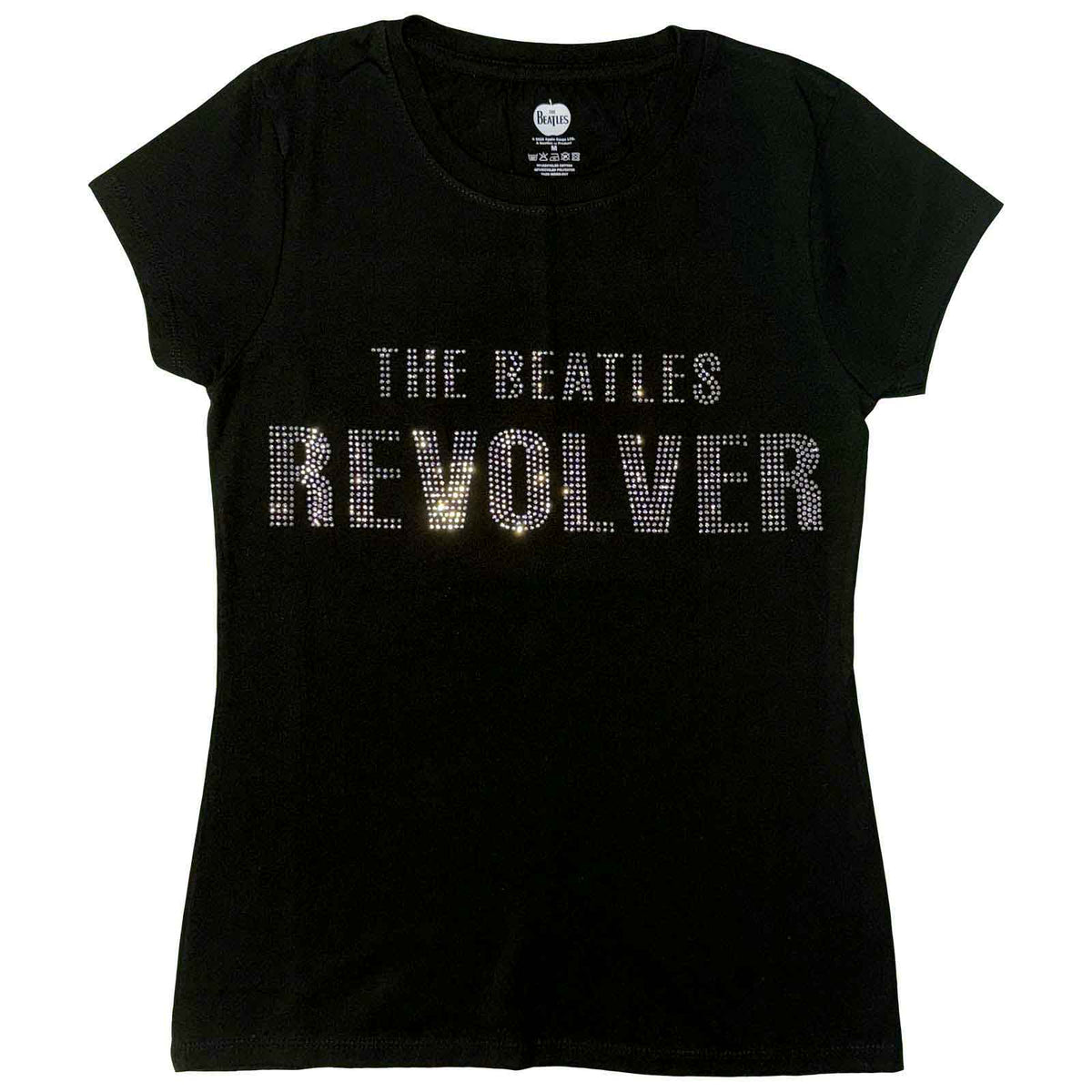 THE BEATLES - REVOLVER CRYSTALS - Ladies T-Shirt Black (Embellished)