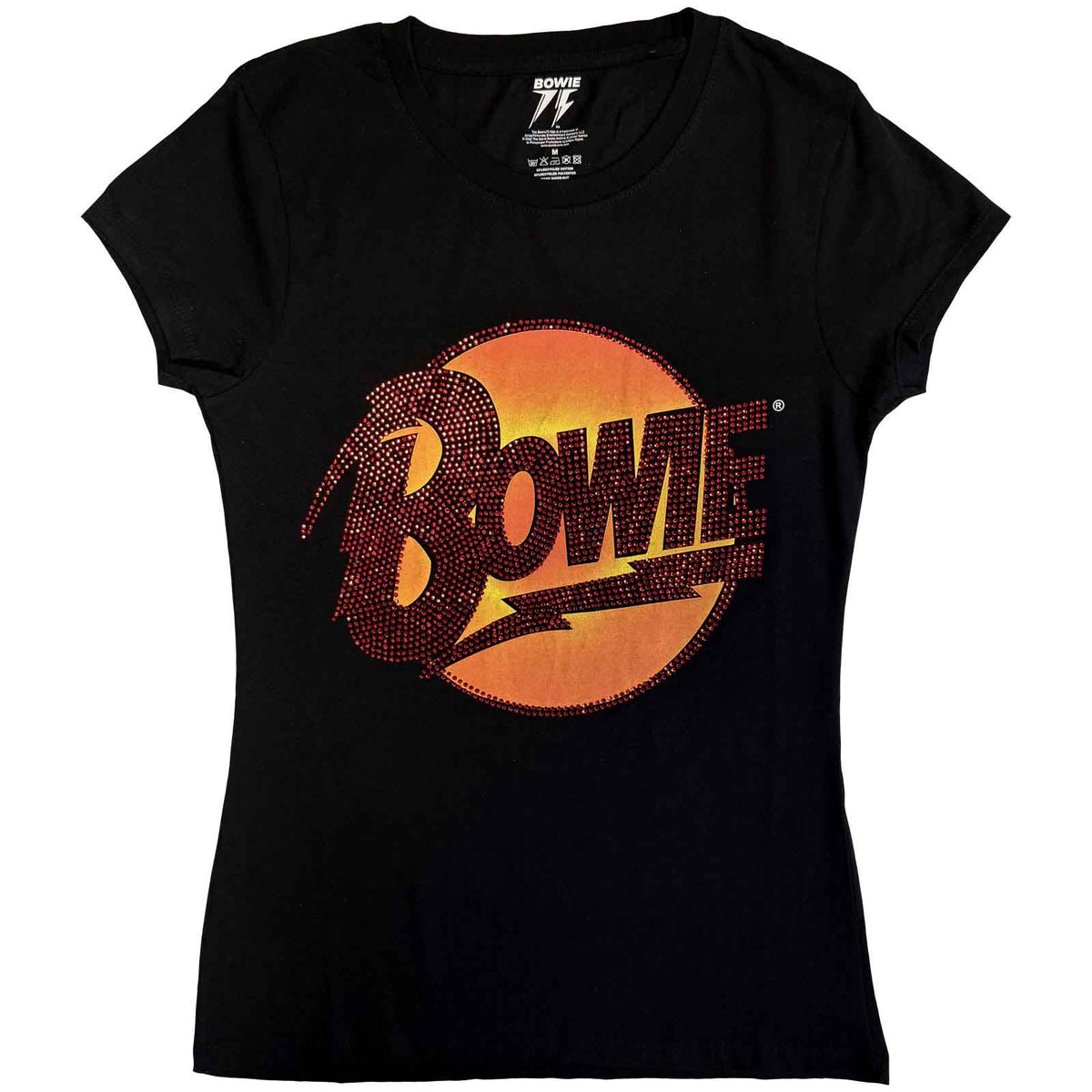 DAVID BOWIE - DIAMOND DOGS LOGO - Ladies T-Shirt Black (Embellished)