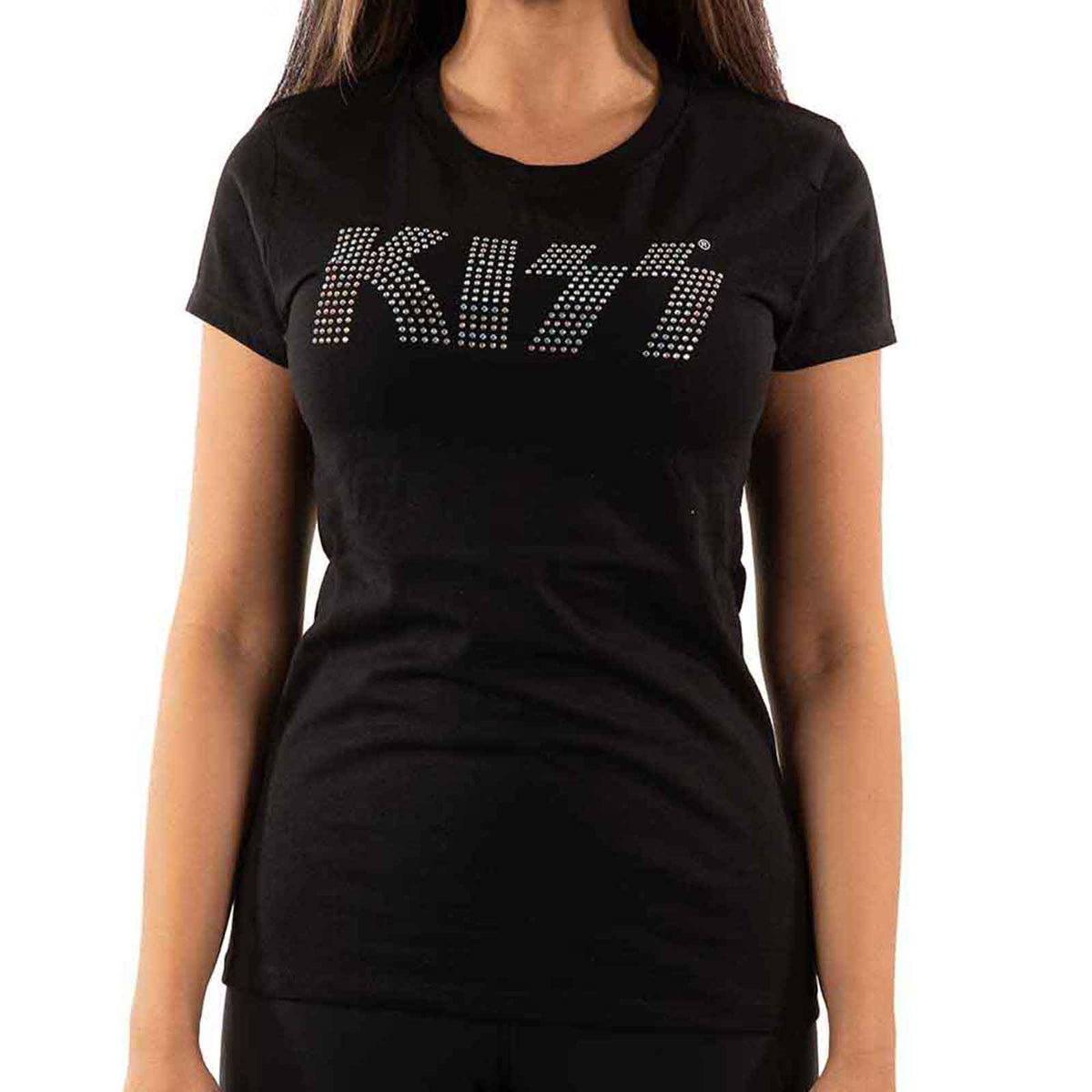 KISS - LOGO - Ladies T-Shirt Black (Embellished)