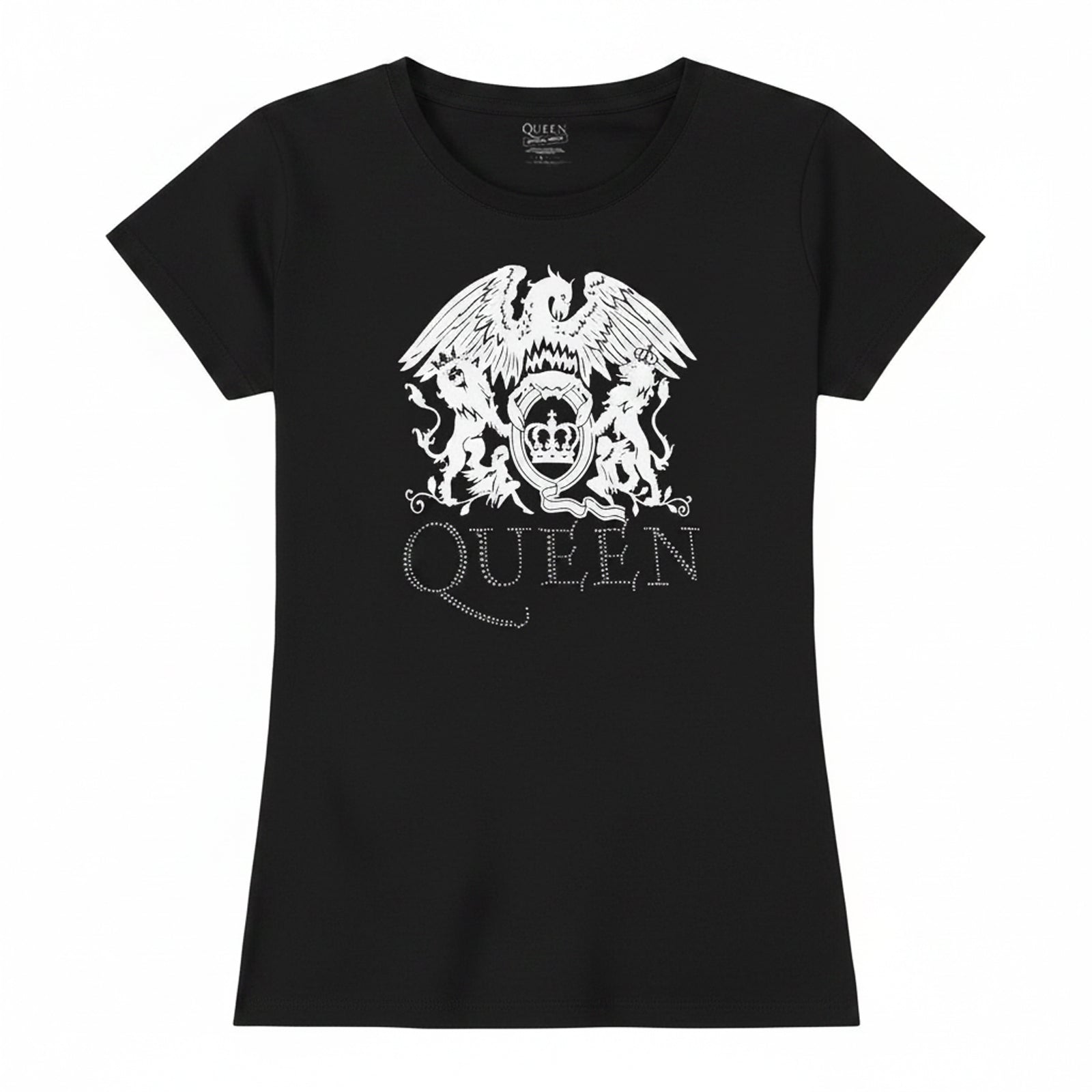 QUEEN - LOGO - Ladies T-Shirt Black (Embellished)