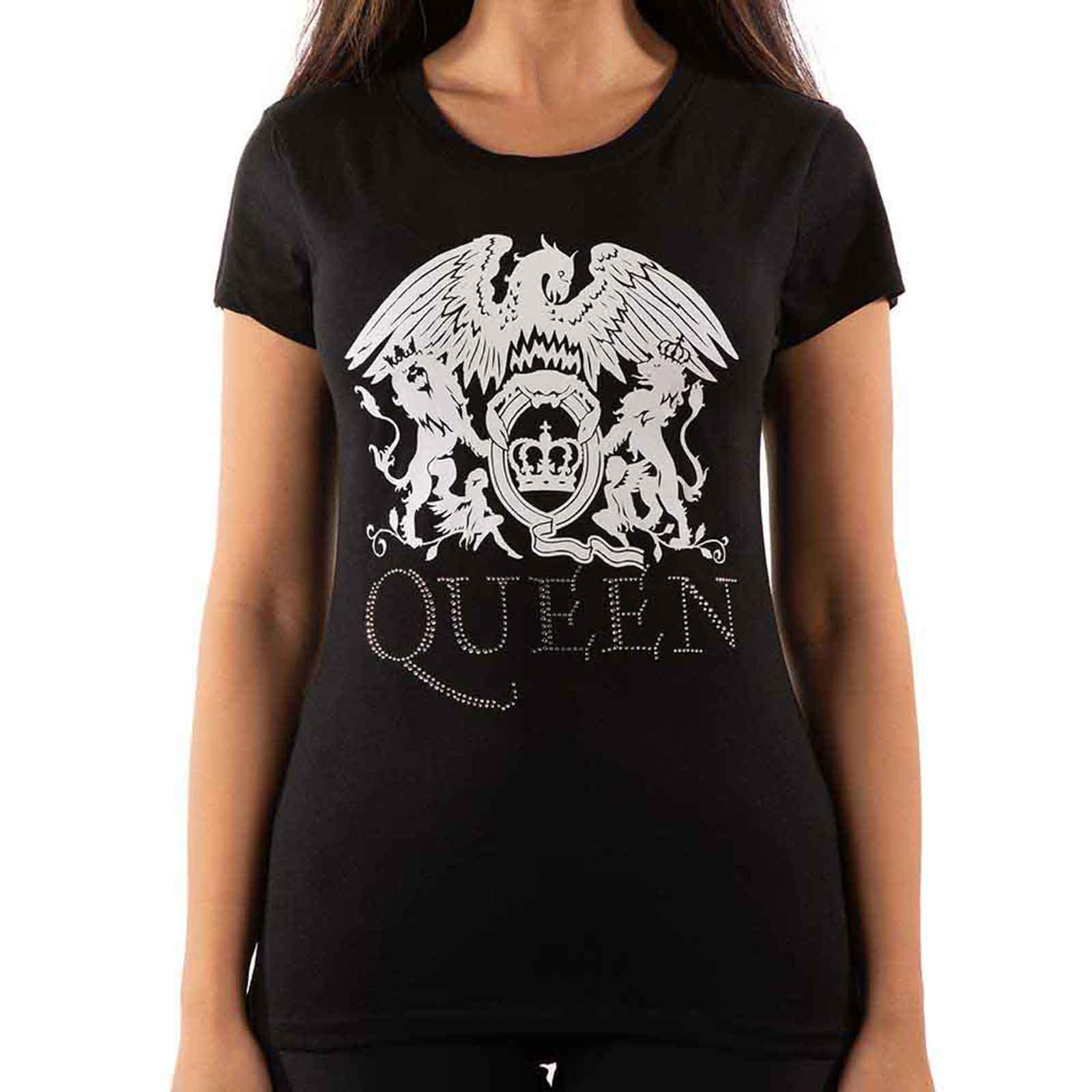 QUEEN - LOGO - Ladies T-Shirt Black (Embellished)