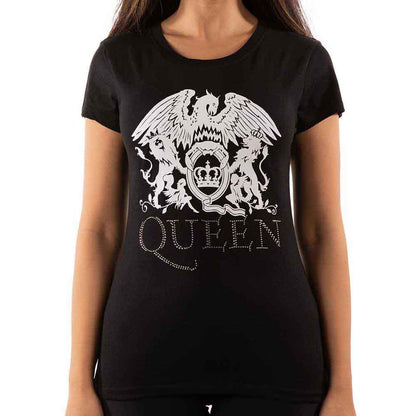 QUEEN - LOGO - Ladies T-Shirt Black (Embellished)