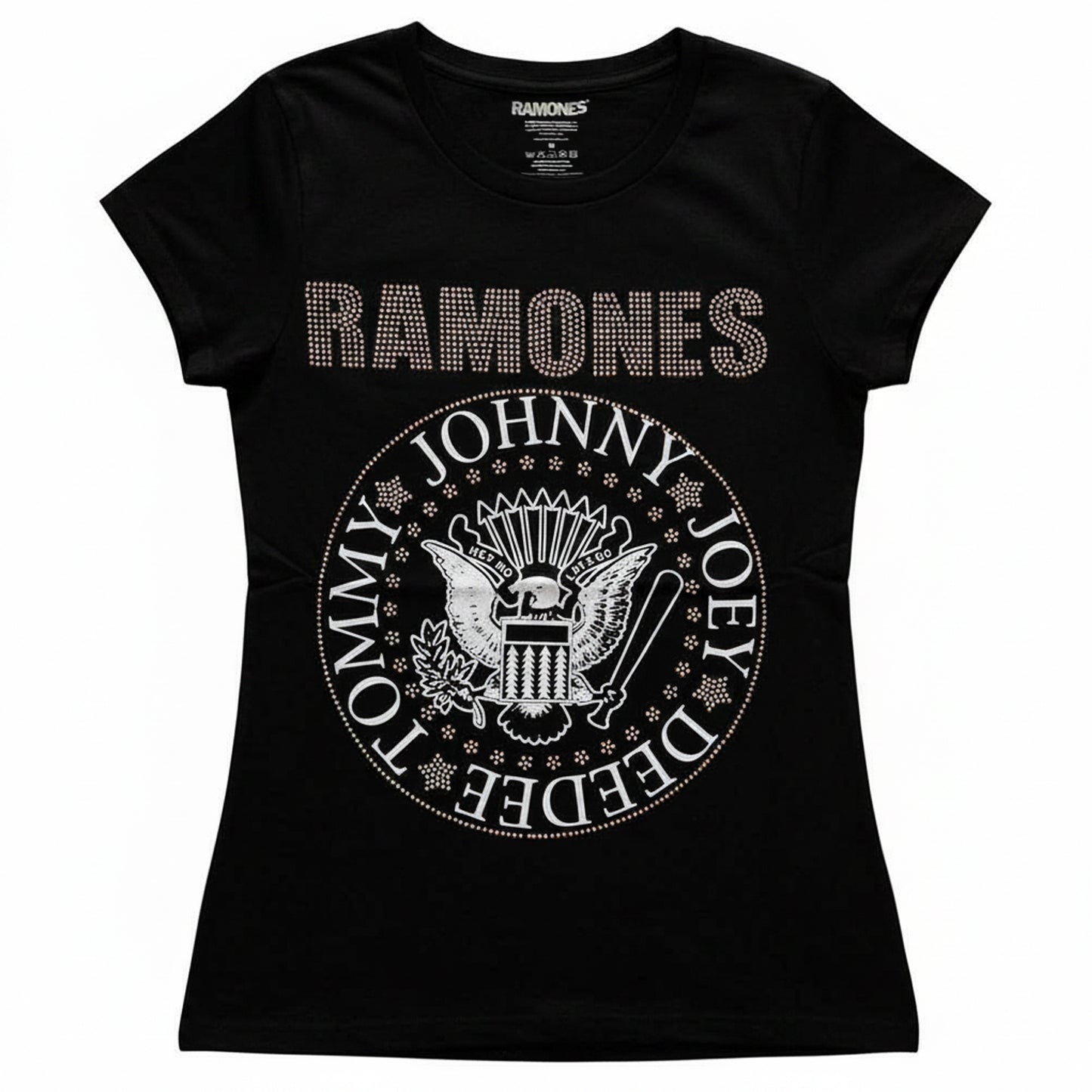RAMONES - PRESIDENTIAL SEAL - Ladies T-Shirt Black (Embellished)