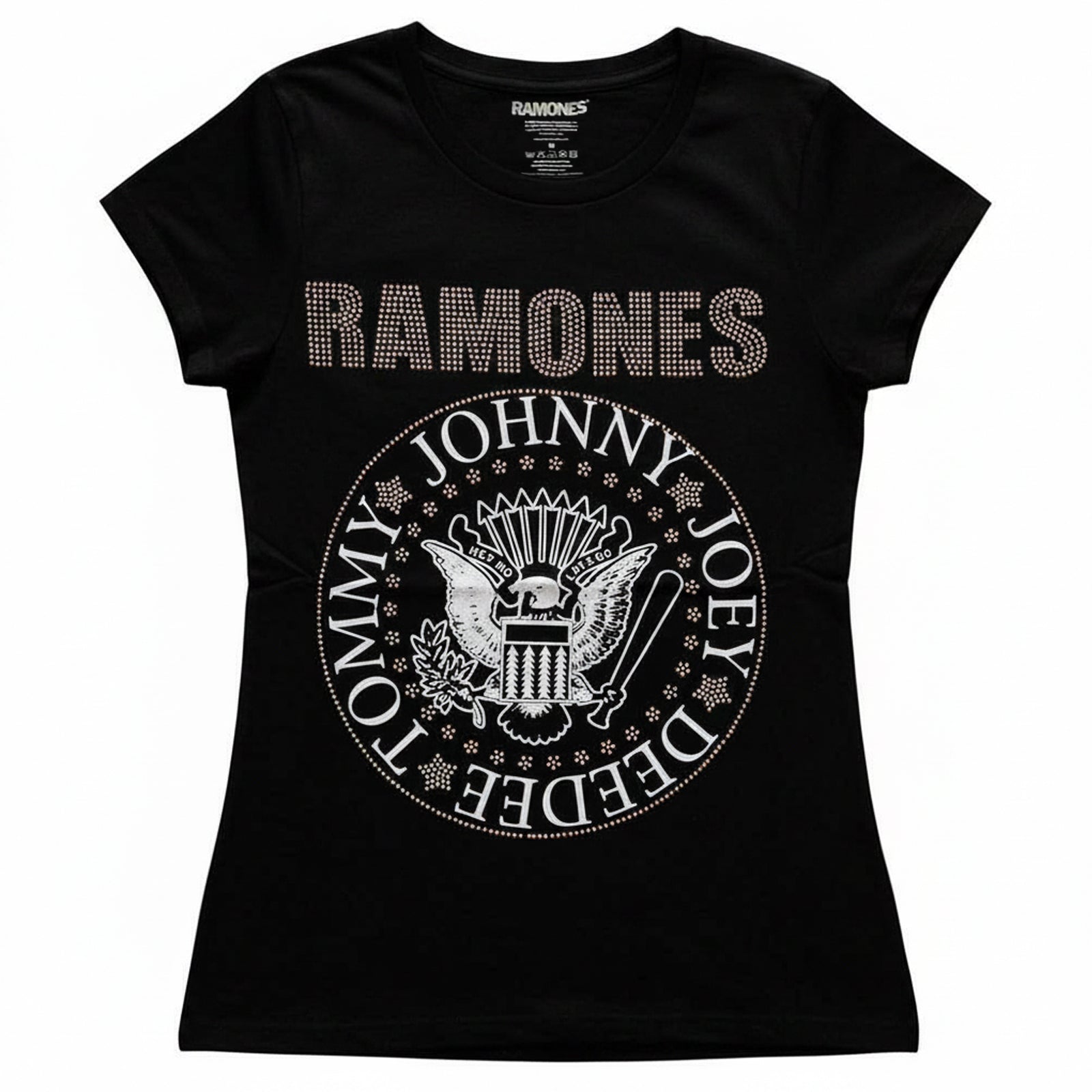 RAMONES - PRESIDENTIAL SEAL - Ladies T-Shirt Black (Embellished)